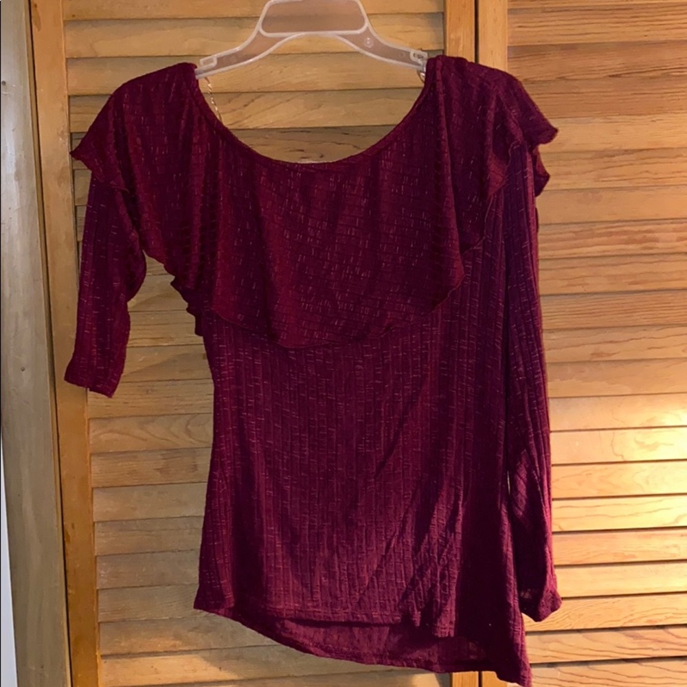 One Shoulder Ruffle Top - Picture 1 of 3